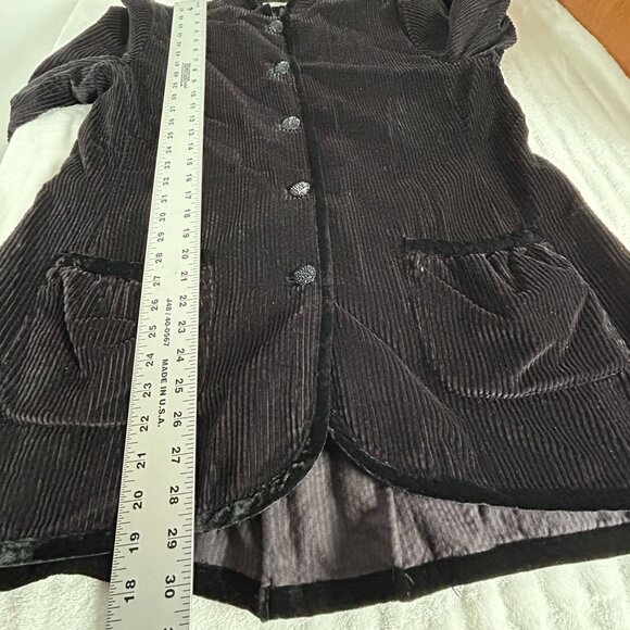 J.Jill Top Womens Medium Black Velour Corduroy Button Front Pockets Career Tunic - Picture 8 of 8
